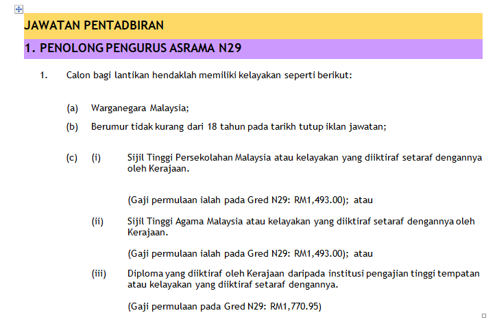Iklan Kekosongan Jawatan Pentadbiran