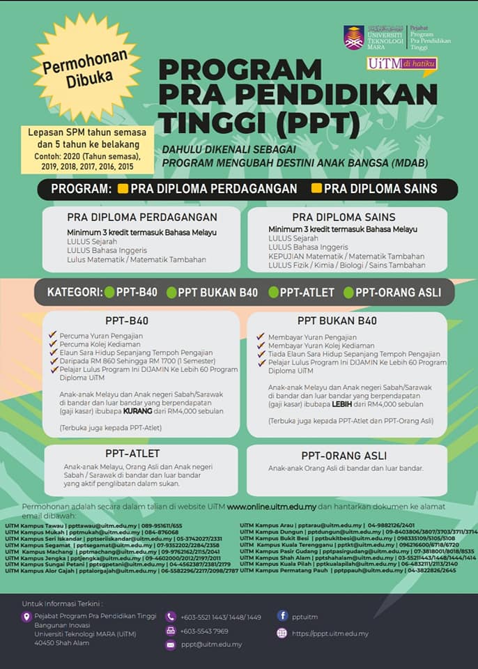 Permohonan Ke Program Pra Pendidikan Tinggi Ppt Uitm